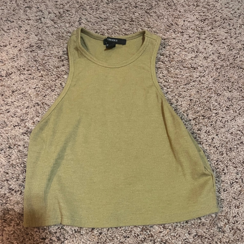 Forever 21 Sage Green Ribbed Tank Top